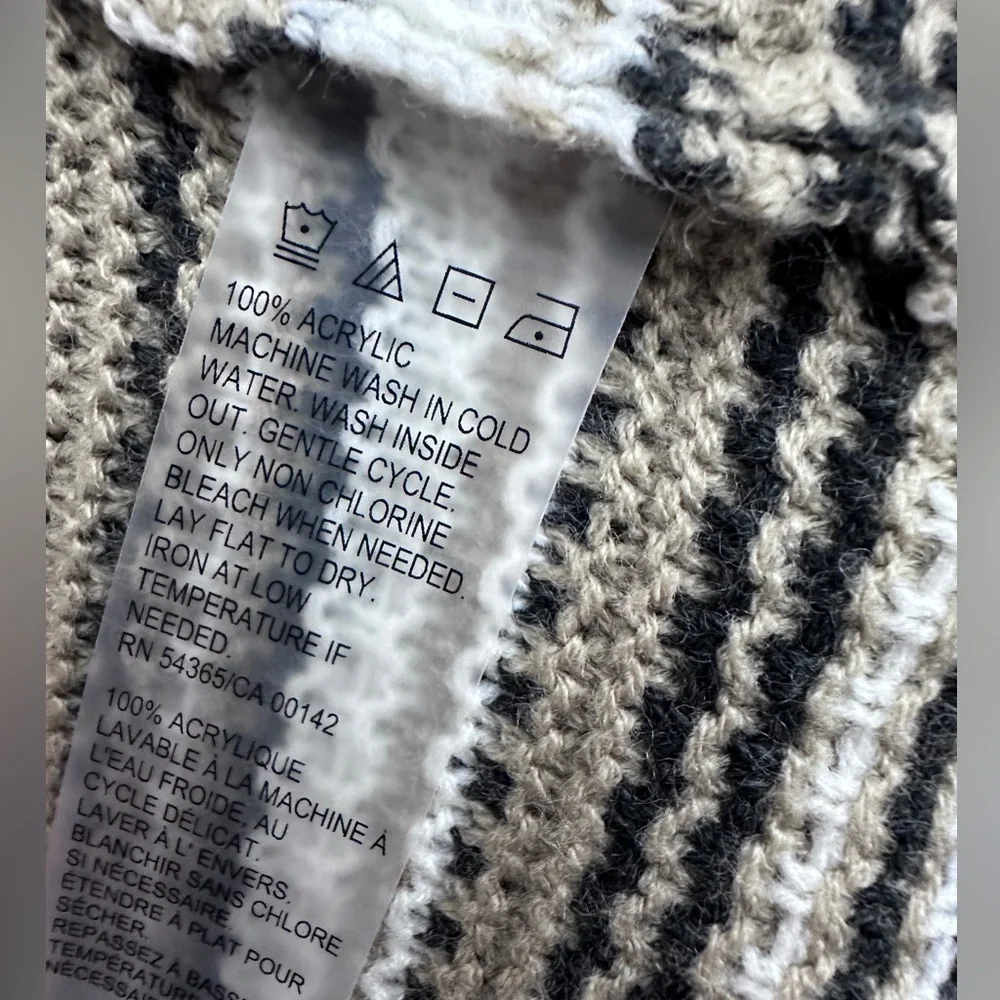 Alia | Tribal Print Neutral Open Front Knit Cardigan | Earth Tones Boho Drape - Picture 6 of 6